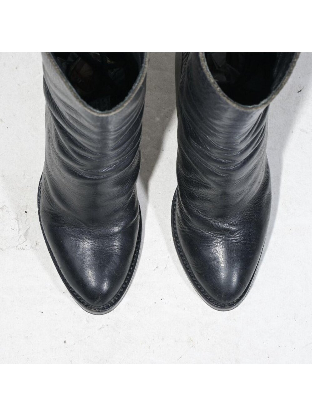 Haider Ackermann Black Leather Heeled Ankle Boots Sculptural Tapered Heel Back Z - Picture 5 of 8